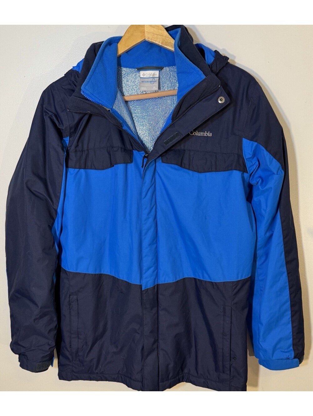 Columbia Interchange 3-in-1 Winter Jacket Men XL Navy Waterproof Ski Coat EUC
